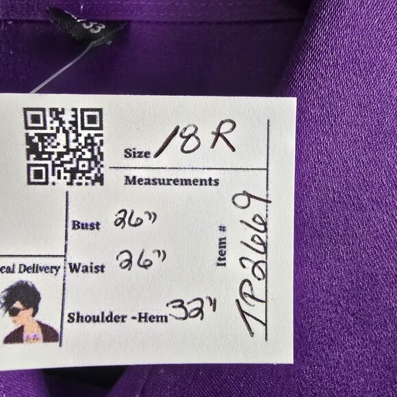 Bellissimo Purple Wrinkle Free Button Up Dress Shirt 18R 32/33 - Picture 7 of 7